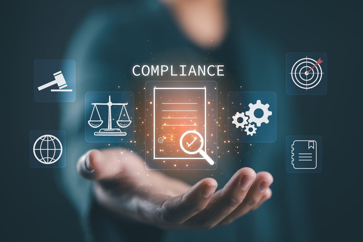 Business compliance and regulation digital document concept